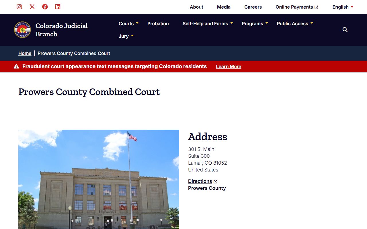 Prowers County court records after arrest combined court contact